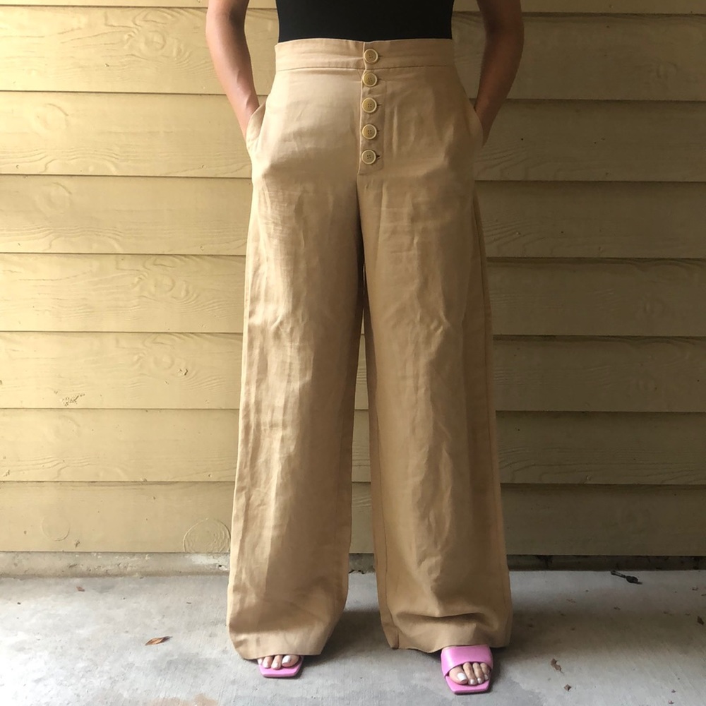 Wide Leg Linen Trouser